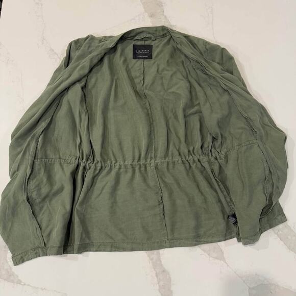 Sanctuary Olive Green Drawcord Waist Open Front Trench Jacket Womens Size Medium - Picture 5 of 10